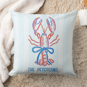 Cute Coastal Hand Drawn Lobster  Cushion