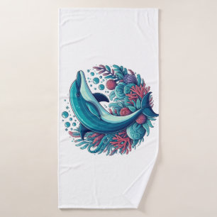 Cute, coastal/nautical dolphin bath towel