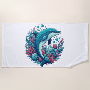 Cute, coastal/nautical dolphin beach towel