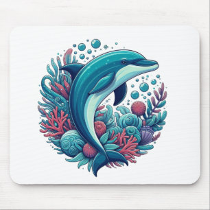 Cute, coastal/nautical dolphin mouse mat