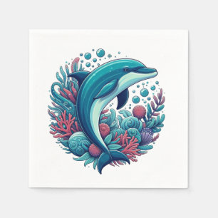 Cute, coastal/nautical dolphin napkin
