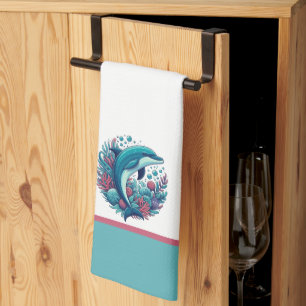 Cute, coastal/nautical dolphin tea towel