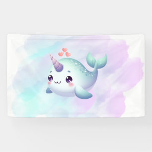 Cute/coastal/nautical narwhal banner