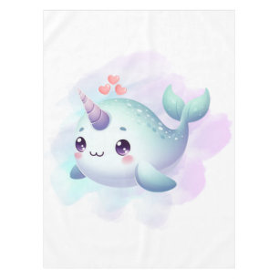 Cute/coastal/nautical narwhal tablecloth