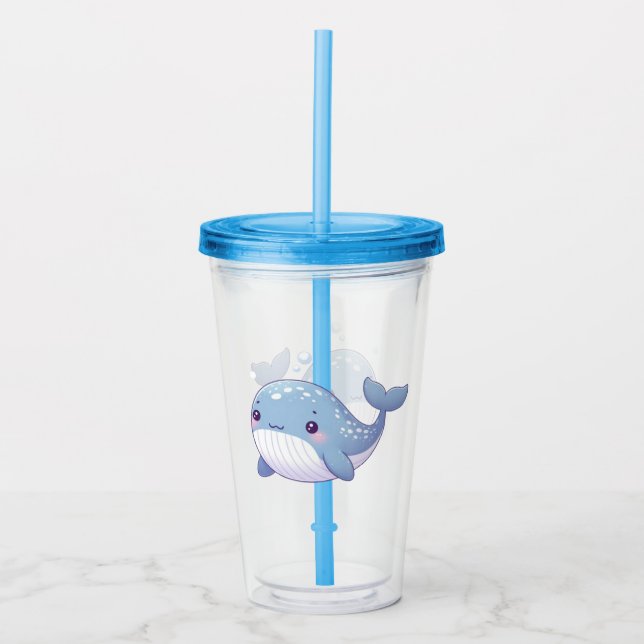 Cute, coastal/nautical whale acrylic tumbler (Front)