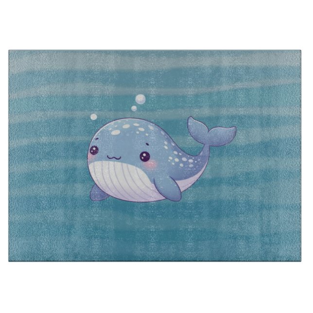 Cute, coastal/nautical whale cutting board (Front)