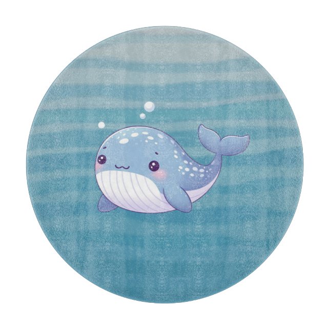 Cute, coastal/nautical whale cutting board (Front)