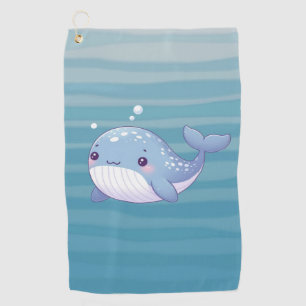 Cute, coastal/nautical whale golf towel