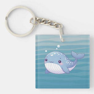 Cute, coastal/nautical whale key ring