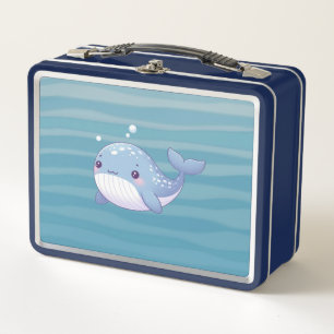 Cute, coastal/nautical whale metal lunch box