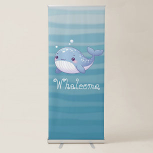 Cute, coastal/nautical whale retractable banner