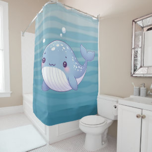 Cute, coastal/nautical whale shower curtain