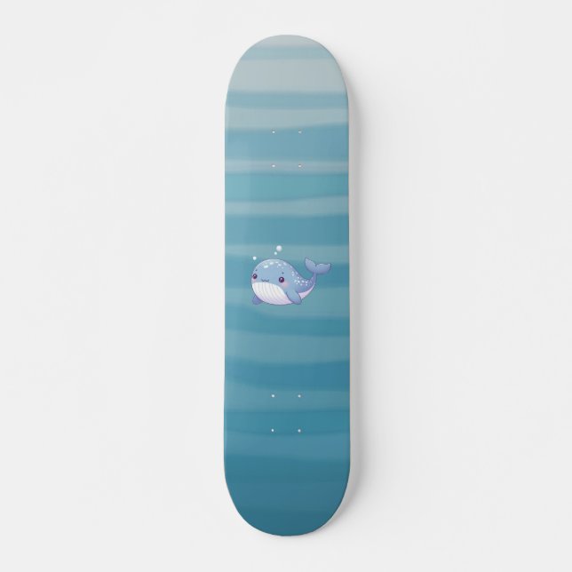 Cute, coastal/nautical whale skateboard (Front)