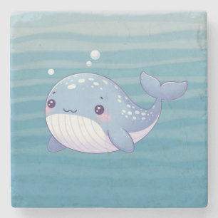 Cute, coastal/nautical whale stone coaster
