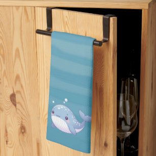 Cute, coastal/nautical whale tea towel