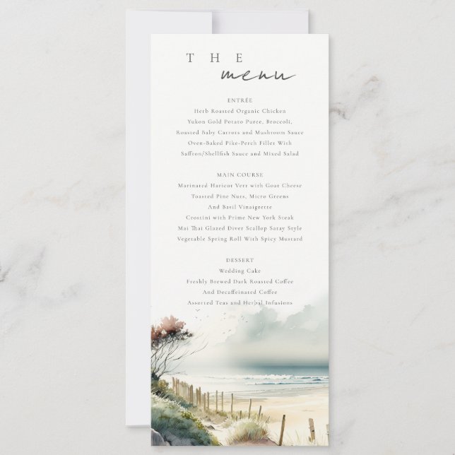 Cute Coastal Sand Beach Seascape Wedding Program Invitation (Front)