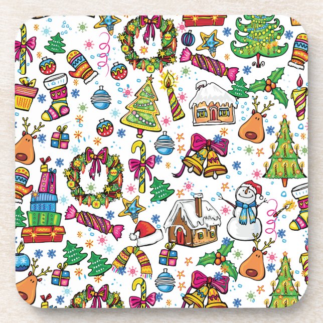 Cute Coaster Beautiful Christmas doodle clip art (Front)