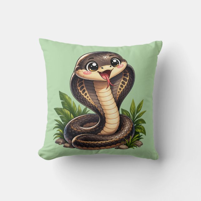Cute Cobra Snake Kawaii Cushion Pillow (Front)