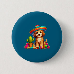 Cute cockapoo dog cinco de mayo sombrero cactus 6 cm round badge