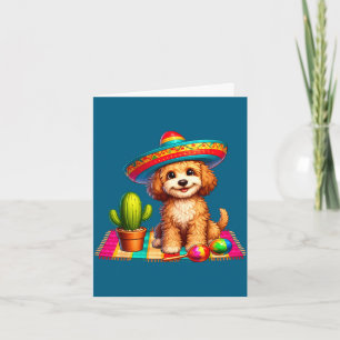 Cute cockapoo dog cinco de mayo sombrero cactus card