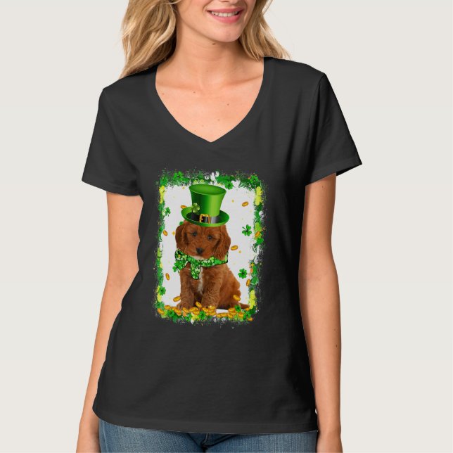 Cute Cockapoo Dog St Patricks Day Irish Shamrock B T-Shirt (Front)
