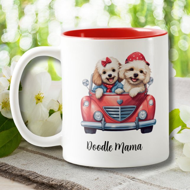 Cute Cockapoo Doodle Dog Mama Custom Two-Tone Coffee Mug (Creator Uploaded)