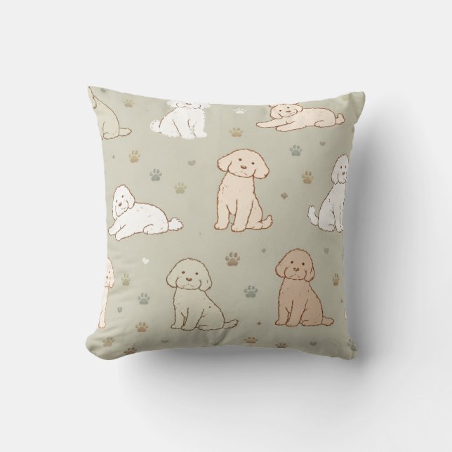 Cute Cockapoo Pattern Pillow | Dog Lover Cushion (Front)