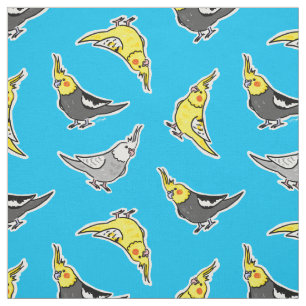 Cute Cockatiel Parrot Pattern Fabric
