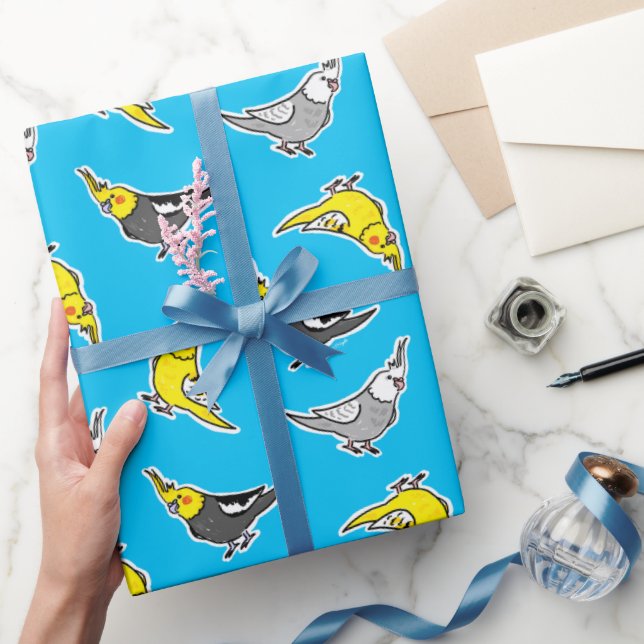 Cute Cockatiel Parrot Pattern Wrapping Paper (Gifting)