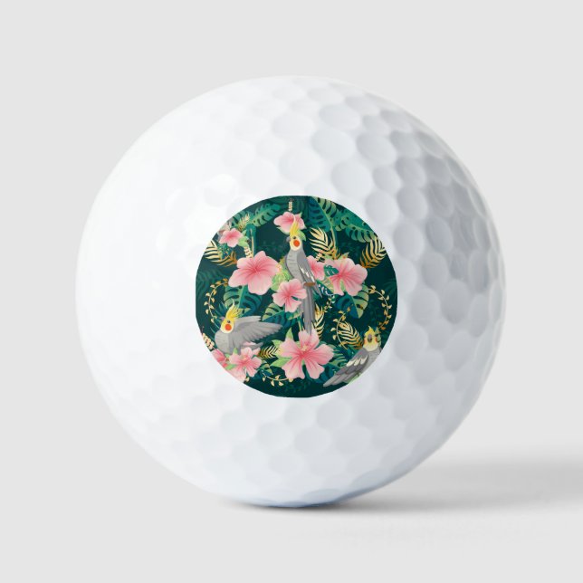 Cute Cockatiel Parrot Vintage Pattern Golf Balls (Front)