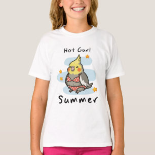 Cute Cockatiel Summer Bird Cartoon for Kids T-Shirt
