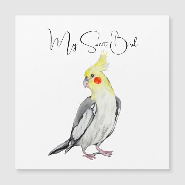 Cute Cockatiel Watercolor Parrot.  (Front)