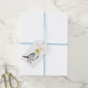 Cute Cockatiel Watercolor Parrot. Gift Tags
