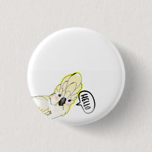 cute cockatoo bird 3 cm round badge