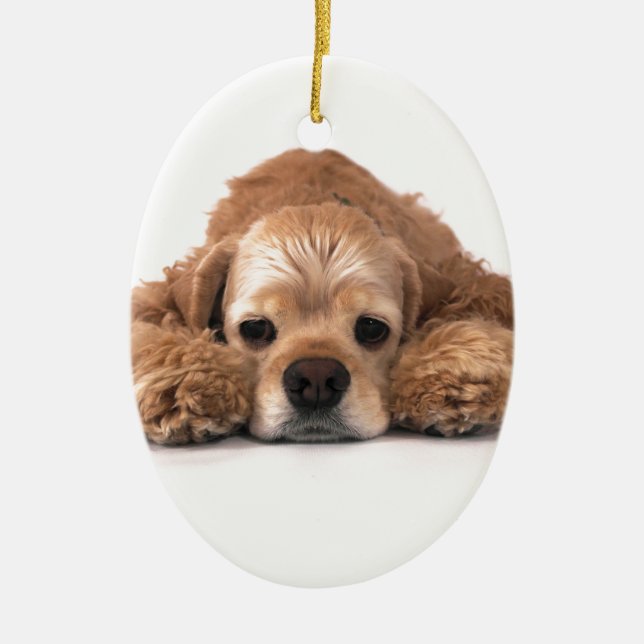 Cute Cocker Spaniel Ceramic Tree Decoration (Front)