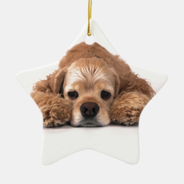 Cute Cocker Spaniel Ceramic Tree Decoration (Front)