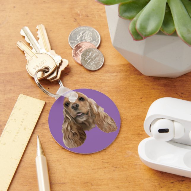 Cute Cocker Spaniel Dog Key Ring (Desk)