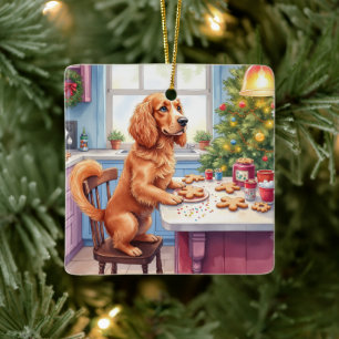 Cute Cocker Spaniel Gingerbread Baking Christmas Ceramic Ornament