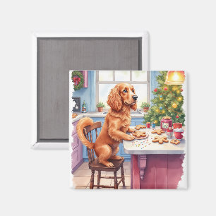 Cute Cocker Spaniel Gingerbread Baking Christmas Magnet