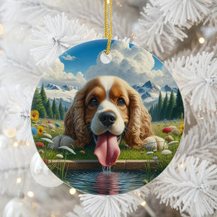 Cute Cocker Spaniel Keepsake Ceramic Tree Decoration