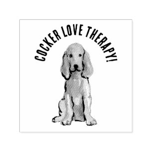 Cute cocker spaniel love therapy self-inking stamp