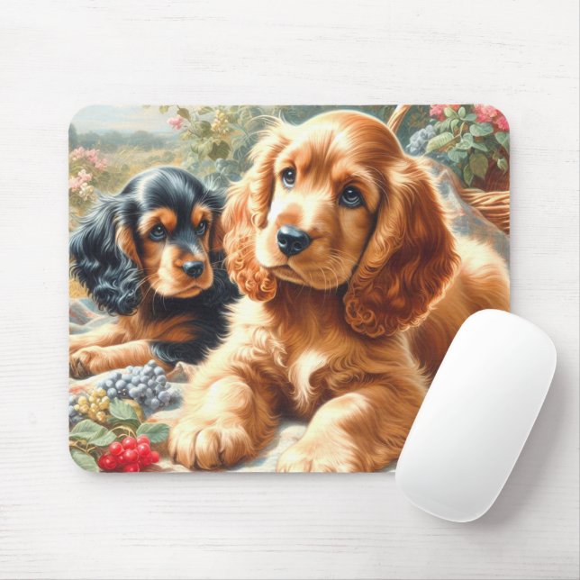 Cute Cocker Spaniel  Painting Mouse Mat (With Mouse)