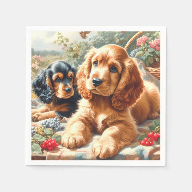 Cute Cocker Spaniel  Painting Napkin (Front)