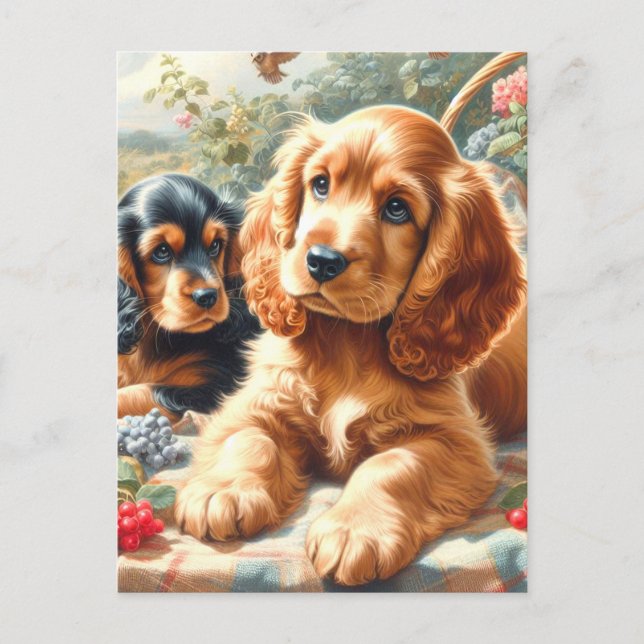 Cute Cocker Spaniel  Painting Postcard (Front)