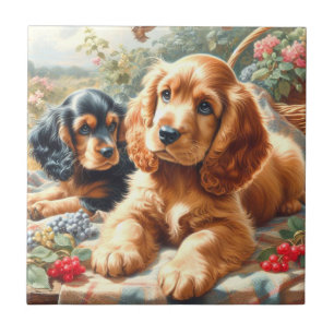 Cute Cocker Spaniel  Painting Tile
