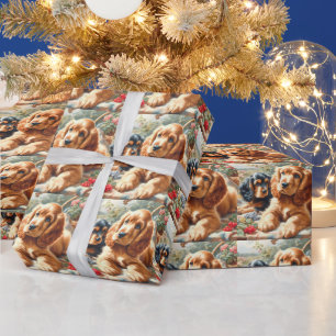 Cute Cocker Spaniel Painting Wrapping Paper