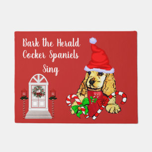 Cute Cocker Spaniel Puppy Christmas  Doormat