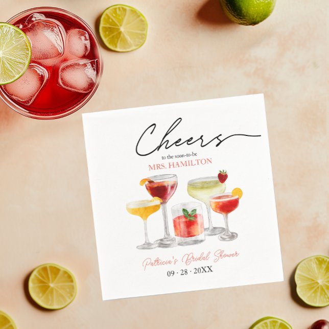 Cute Cocktail Bridal Shower Party Napkin (Creator Uploaded)