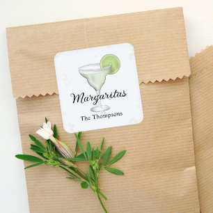 Cute Cocktail Party Custom Watercolor Square Sticker