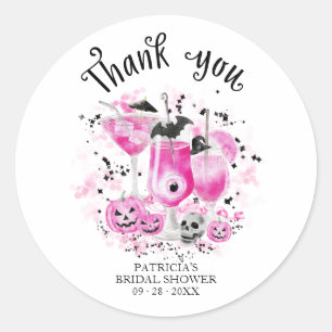 Cute Cocktails Halloween Bridal Shower Classic Rou Round Sticker